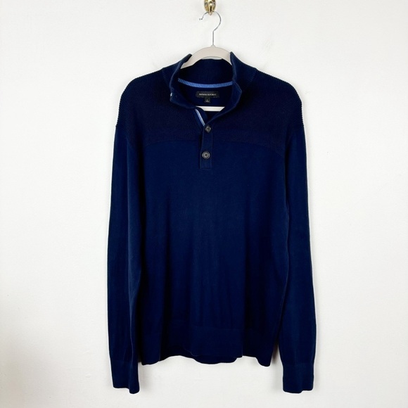 Banana Republic Men's Navy Blue Cotton Pullover Sweater Sz L - Picture 1 of 5